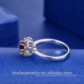 Factory Gemstone wholesale handmade sterling silver 925 rings with flower shape cz